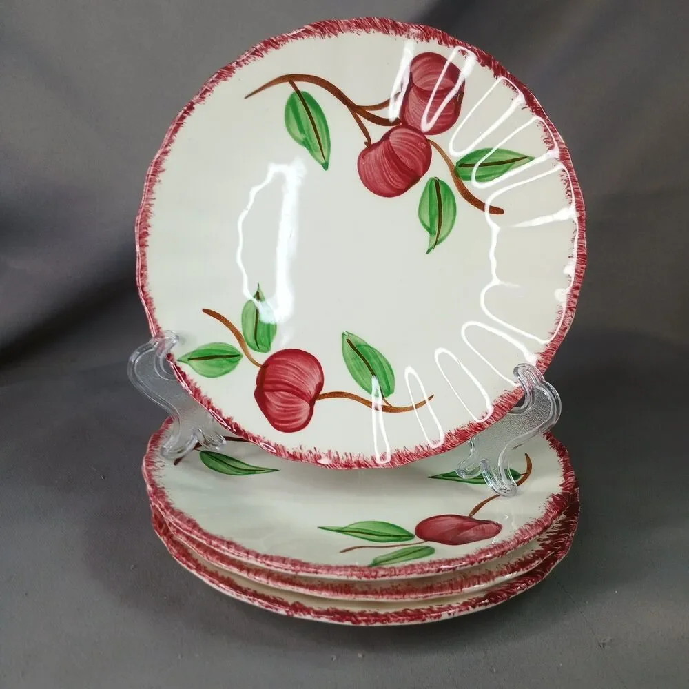 4 Blue Ridge Southern Pottery 4 Bread and Butter Plates Crab Apple